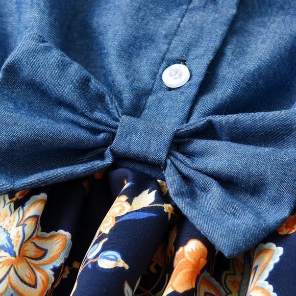 Toddler Denim Floral Print Dress - Picture 3 of 4
